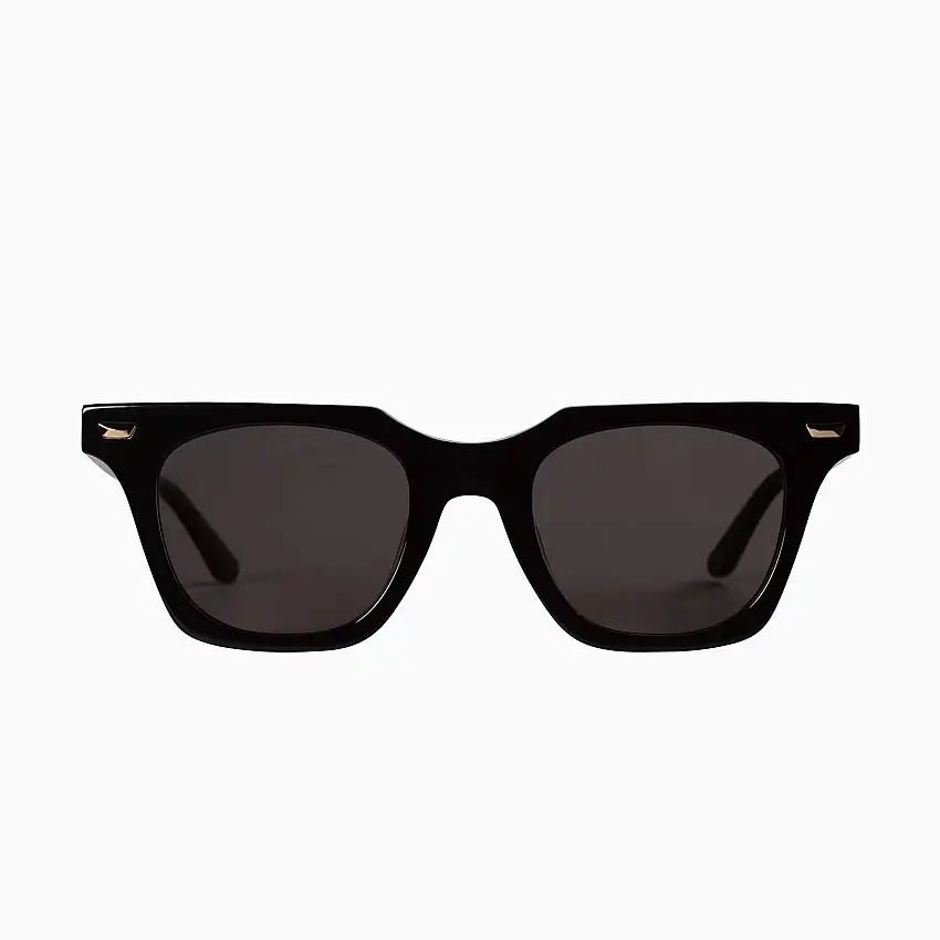 Valley Eyewear Dylan Kain Gloss Black w. 24k. Gold Metal Trim Black Lens 48