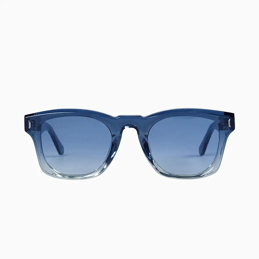 Valley Eyewear Solomon Transparent Blue Fade to Crystal w. Silver Metal Trim Blue Gradient Lens 49