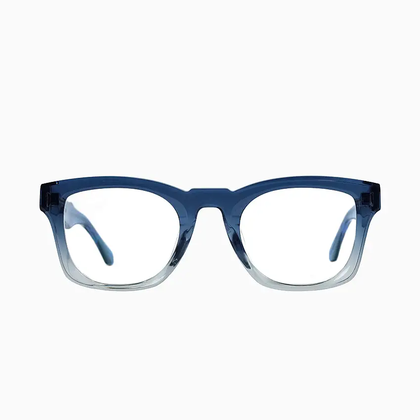 Valley Eyewear Solomon Transparent Blue Fade to Crystal w. Silver Metal Trim Clear 49