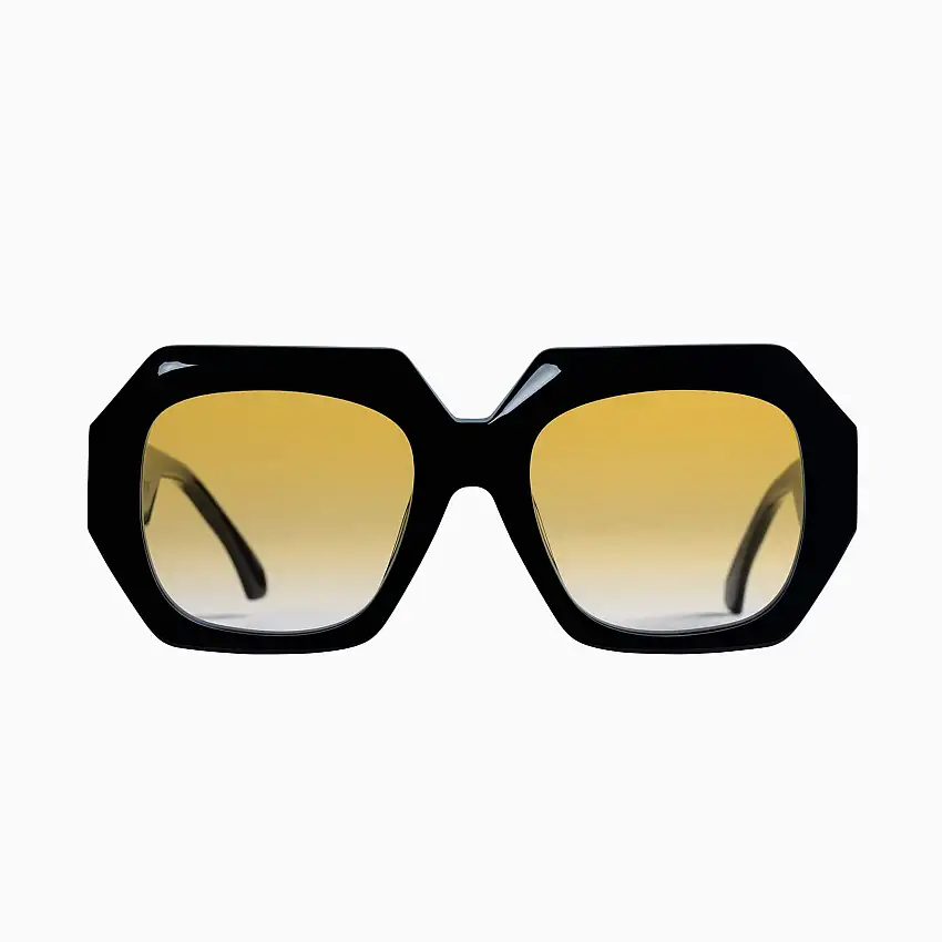 Valley Eyewear Monolith Gloss Black w. Silver Metal Trim Orange Gradient Lens 52